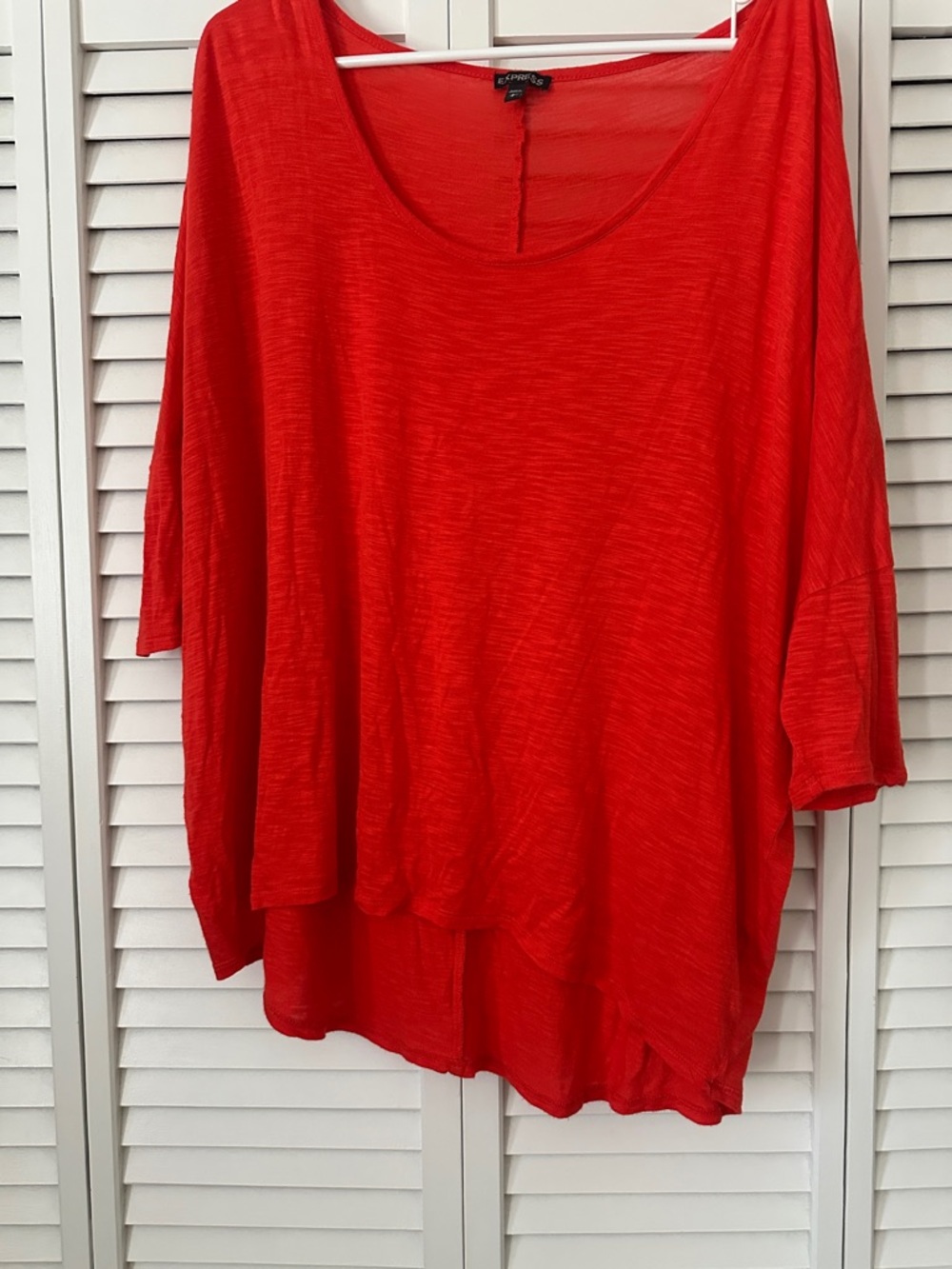 Express Bright Red Oversized Scoop Neck Tunic
